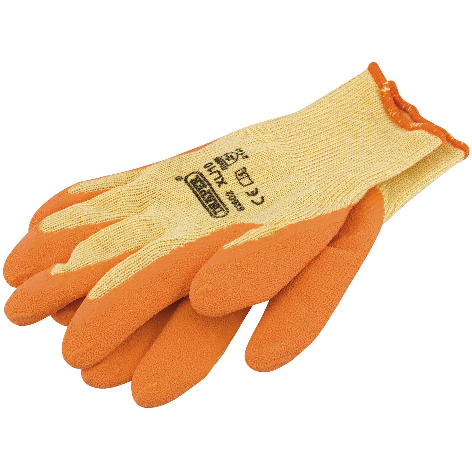 Draper 82602 Heavy Duty Latex Coated Work Gloves, Extra Large, Orange
