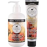 Dionis Goat Milk Caramel Pumpkin Spice Hand & Body Cream and Body Lotion Limited Edition Fall Bundle (Pack of 2)