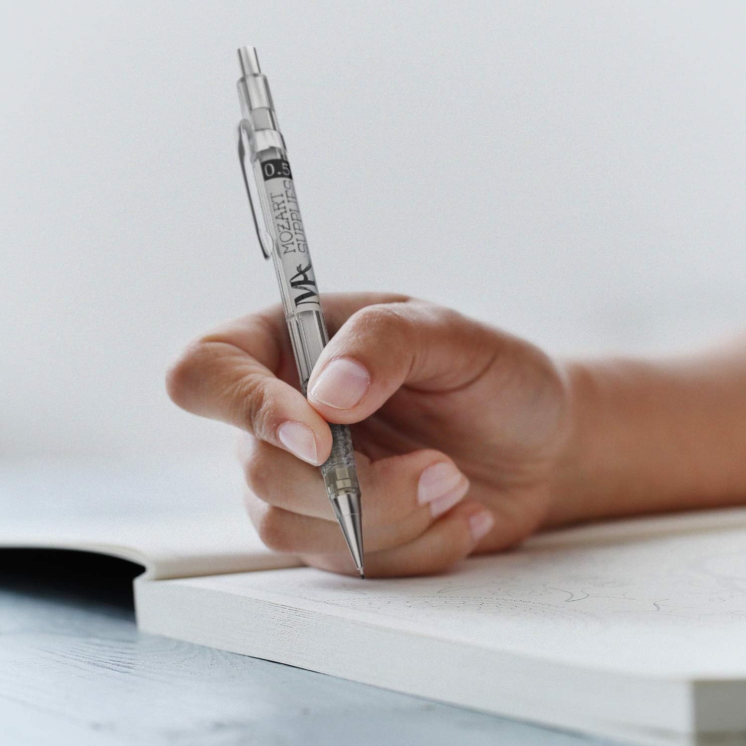 MozArt Supplies Mechanical Pencil Set - 4 Sizes: 0.3, 0.5, 0.7 & 0.9 mm, 30 HB Lead refills each & 4 Eraser Refills - Drafting, Sketching, Illustrations, Architecture (plastic 2) : Office Products