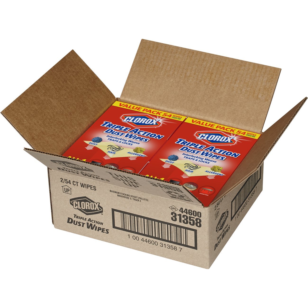 Clorox Triple Action Dust Wipes, Bleach Free Cleaning Wipes 54 Count