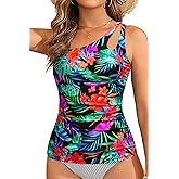 Tankini Tops for Women Swimwear - One Shoulder Swim Top Only Tummy Control Bathing Suit Top No Bottom 2025