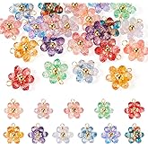 KISSITTY Flower Glass Charms Colorful Flower Glass Pendants for DIY Necklace Bracelet Earring Jewelry Making