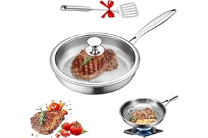 Titanium Frying Pan with Lid, Scratch-Resistant,Non-Stick,Ultra-Durable,Titaniums Pans for All Stovetops (24CM)