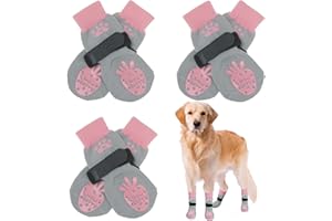 BEAUTYZOO Anti-Slip Dog Socks,Dog Shoes for Hot/Cold Pavement,Paw Protectors with Grips 3 Pairs for Puppy Small Medium Large Senior Old Dogs,Dog Socks to Prevent Licking and Hardwood Floor Protection