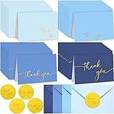 Motiskyy 200 Set Thank You Cards With Envelopes Stickers Bulk, 4 x 6 Inch, Gold Foil Blank Thank You Notes for Baby & Bridal Shower, Wedding, Business, Graduation(Blue)
