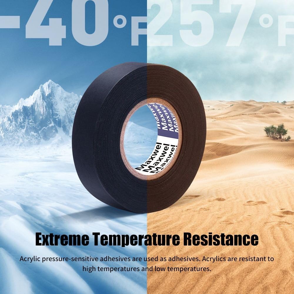 Automotive Wiring Harness Cloth Tape - Maxwel VERSAF51217 Chemical Fiber Cloth High Temp Wire Harness Wrapping Tape for Auto Electrical Wrap, Protection, Insulation 19MM × 25M Pack of 1 Piece: Car Electronics
