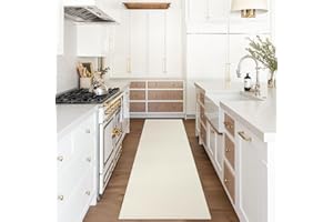 LEEVAN Hallway Runner Rug 10 ft, Cotton Woven Washable Runner Rug, White Braided Low Pile Kitchen Runner Rug, Modern Bathroom Rugs Long Front Door Floor Carpet for Classroom/Bedroom/Doorway