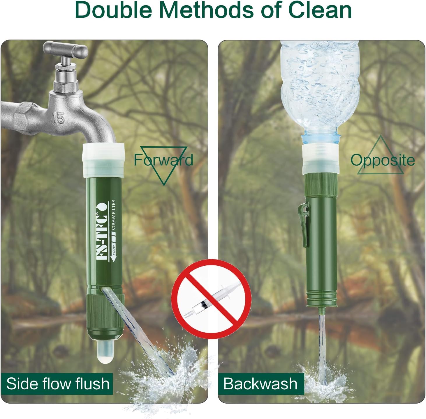FS-TFC Personal Water Filter Straw Mini Water Purifier Survival Gear for Hiking, Camping, Travel and Emergency Preparedness: Industrial & Scientific