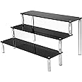 3 Tier Black Acrylic Display Riser Cupcake Stand Display Shelf for Decoration, Collection, Makeup