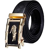 Dubulle Designer Mens Belts, Sliding Automatic Buckle Ratchet Dress Belt TOP Genuine Leather Strap Gifts