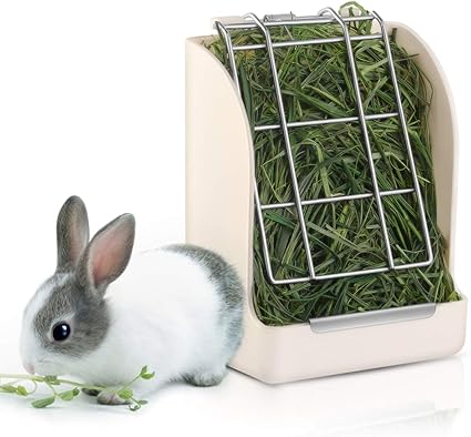 Popetpop Rabbit Hay Feeder Rack Less Wasted Plastic Rabbit Cage