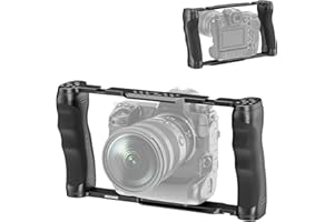 NEEWER Video Camera Cage Rig with Arca Type Base, Dual Grips, 3/8" ARRI Locating & 1/4" Threads, Cold Shoes, Universal Camera
