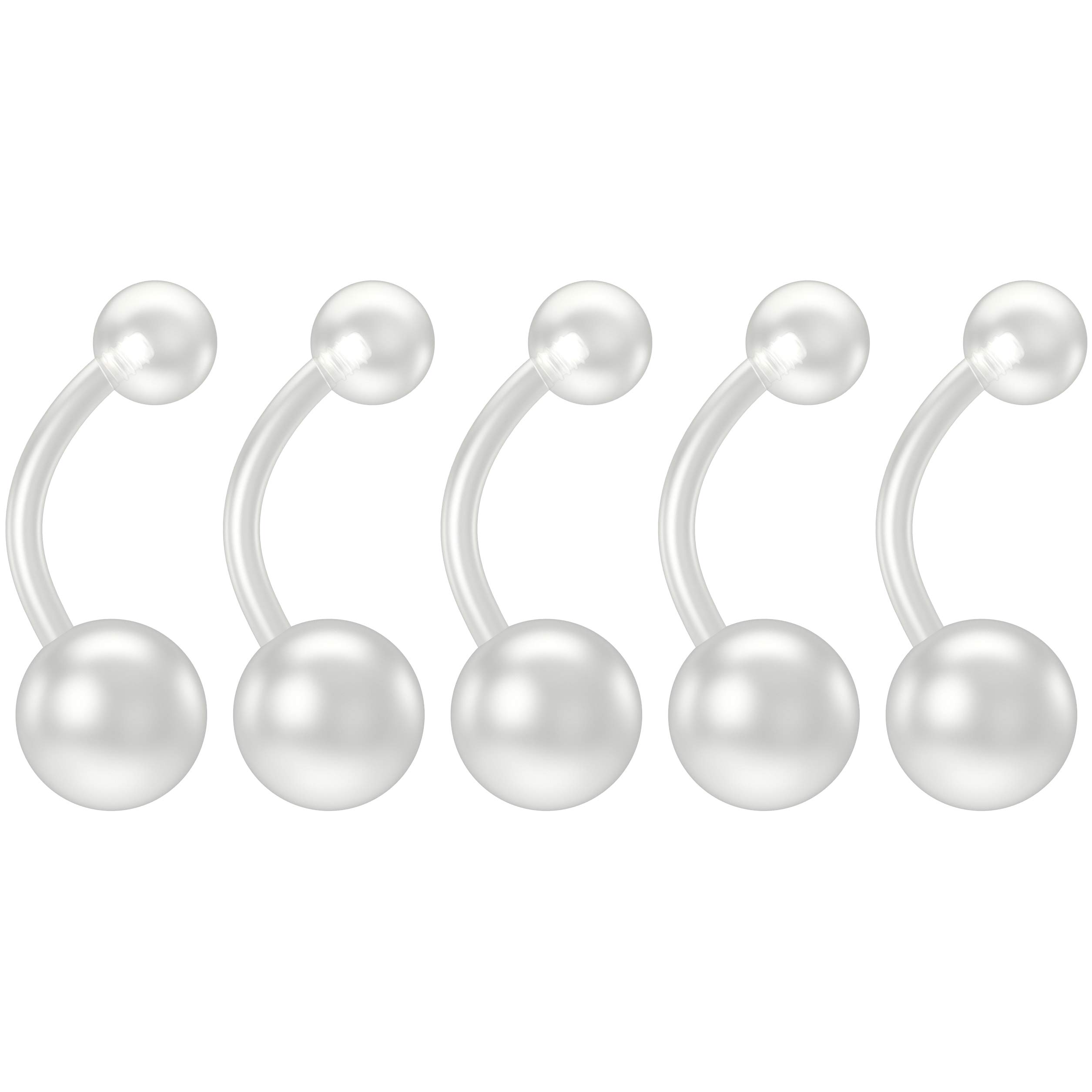 5pc 14g 1.6mm Belly Button Retainer Keeper Ring Flexible Bendable Clear Plastic Navel Piercing Rings Sport 10mm