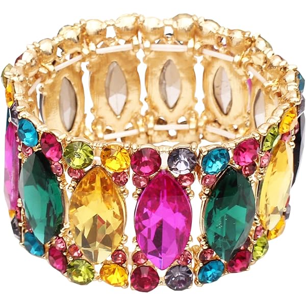 Lavencious Braccialetti da sposa elasticizzati con strass da tennis, gioielli da sera per donne e ragazze, braccialetti elasticizzati da donna, 7 inches, Cristallo, Strass
