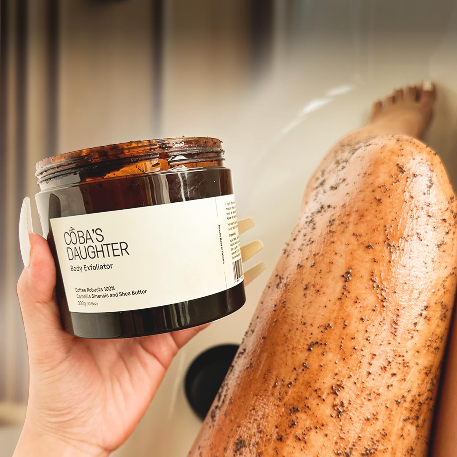 Robusta Coffee Body Scrub| Exfoliating for Cellulite and Stretch Marks, KP Bump Eraser, Strawberry Legs,Underarm | Matcha & Shea Butter | Safe for pregnancy | Vegan Beauty (10.6 Oz)
