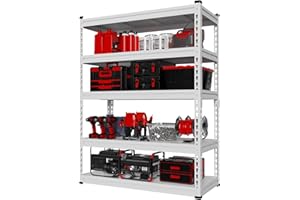 Qerfty 59" Garage Shelving, Garage Storage Shelving, Adjustable 5 Tier Unit Shelving, Heavy Duty Shelving Metal Shelving for Warehouse, Basement, Storage Shelf, 39.4" W*15.7" D