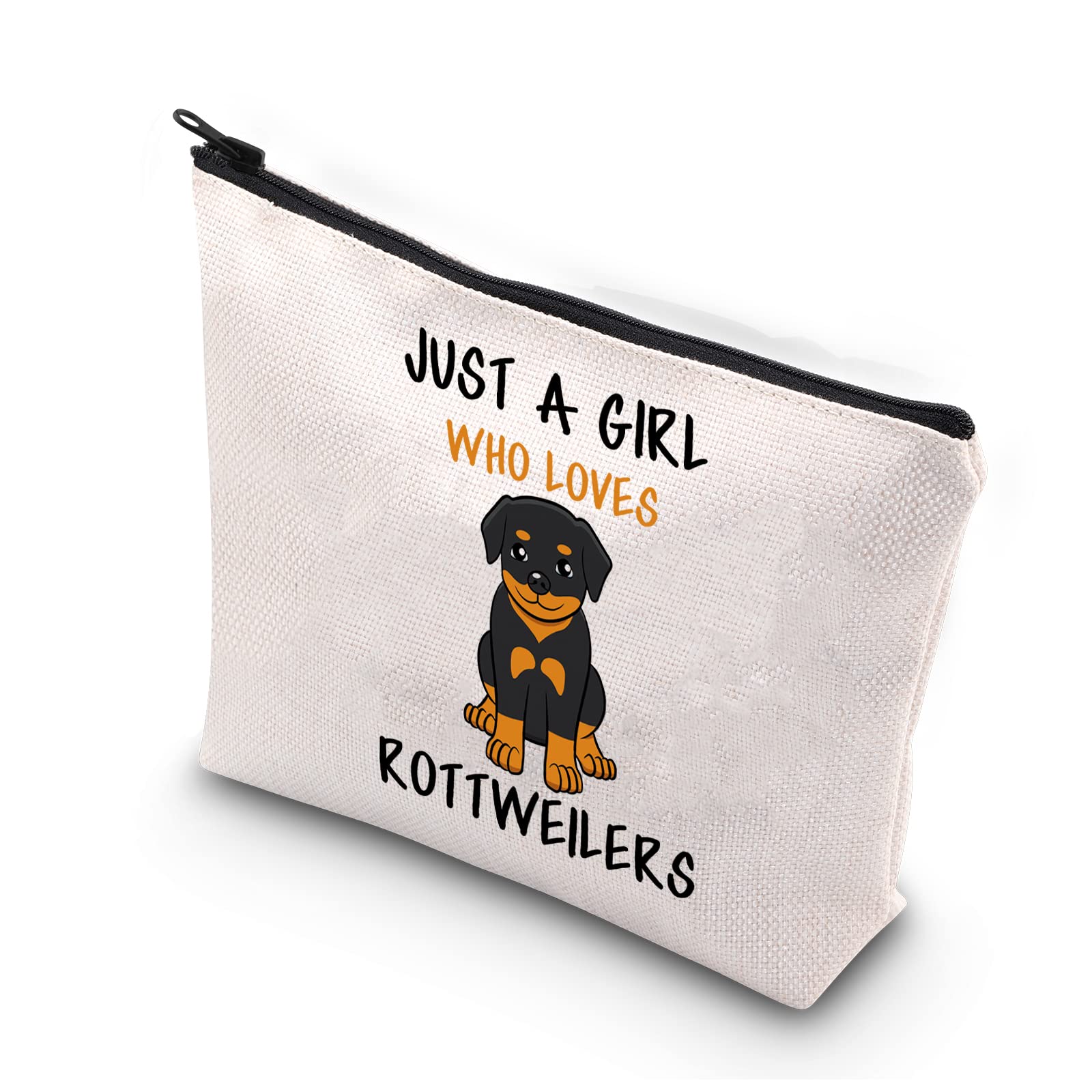 PLITI Rottweilers Makeup Bag for Dog Mom Dog Lover Gift Just a Girl Who Loves Rottweilers Funny Rottie Dog Lover Gift(Girl Loves rottweilersU)
