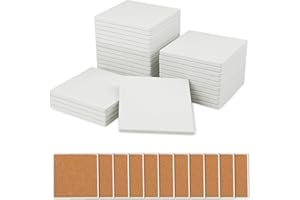 30 Pieces 4 Inch Blank Ceramic Coasters, Unglazed Ceramic Tiles Coasters, Ceramic Tiles with Cork Backing Pads for Painting, DIY Crafts, Mosaics, Square, White.by GNIEMCKIN.
