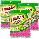 Libman Microfiber Sponge Cloths, Pink/Blue/Green, 9 Cloths | Combines sponge and dish cloth in one; #1482; 3 packs of 3 (9 total cloths).