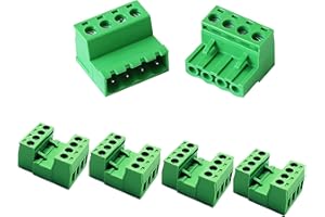 KUOSBIU 5 Sets 4 Pin 5.08mm Pitch DIY PCB Mount Screw Terminal Block Connector, Pluggable Quick Male and Female Connector-Phoenix Type Connector for AWG 24-12