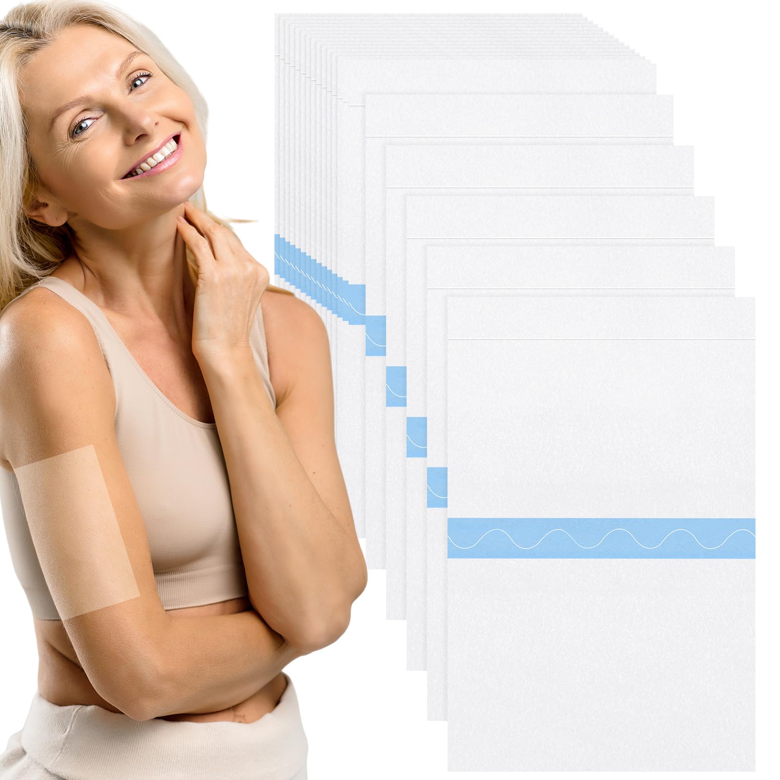 Photo 1 of Maitys 30 Pcs Arm Lifts Tapes 5 x 7 Inch Thigh Lifts Invisible Waterproof Transparent Cellulite Adhesive Body Tape for Women Skin Arm Leg Abdomen
