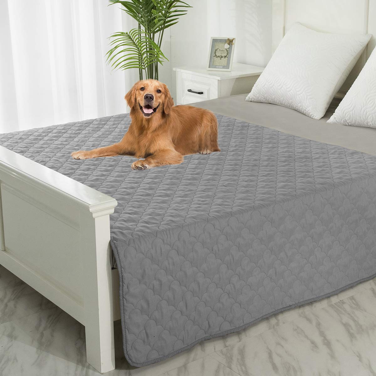 Photo 1 of SPXTEX Dog Bed Cover Washable Pee Pads Dog Blankets for Puppy Large Dog Cat,Sofa Reversible Changing Pad Reusable 1 Piece?82"x82",Beige+Grey?