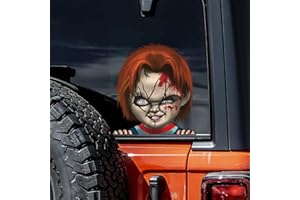 NOUIROY Halloween Horror Peeking Stickers-Horror Doll Theme Car Decals and Stickers Waterproof Vinyl Decal Halloween Decoration for Car Window Bumper Truck SUV (Colorful Peeking)