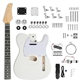 Ktaxon DIY Guitar Kit with Solid Body, Tech Fingerboard and Maple Neck, 6 String DIY Electric Guitar Kit with Classic Design, Easy Installation & Full Equipment to Build Your Own Guitar (KTL-White)