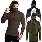 Riyiper 5 Pack Men's Compression Hoodie with Mask Sweatshirt Long Sleeve Lightweight Sports Base Layer Top Active Pullover