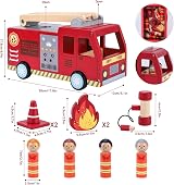 SOKA Wooden Fire Engine Truck with Figurines Montessori Toy Set Ages 3+ view 5