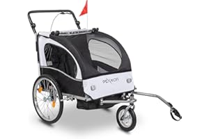 PEXMOR 2-in-1 Bike Trailer for Kids 2 Seat,Child Bicycle Trailer Bike Stroller w/Safety Harnesses & Shock Absorber,Pull Behind Baby Bike Trailer Carrier w/Universal Hitch & 360 Swivel Wheel