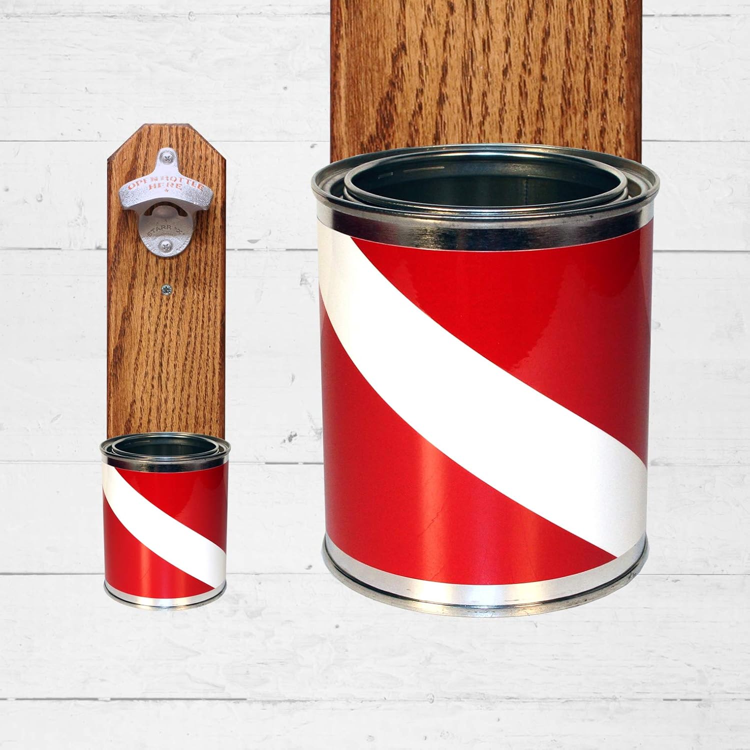 Wall Mounted Bottle Opener with SCUBA Diving Flag Tin Can