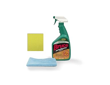 Bruce 32 Fl Oz Hardwood And Laminate Floor Cleaner Spray With One Blue Microfiber Cleaning Cloth And One Yellow Sponge Cloth