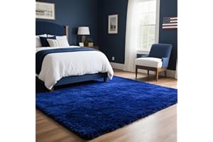 Blivonta Area Rugs for Bedroom Living Room, 5x7 Soft Large Fluffy Fuzzy Shag Plush Furry Carpet, Soft Indoor Floor Mat for Kids Nursery Home Dorm Office Decor Aesthetic, Blue