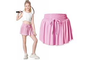 ELEVEN'S KINGDOM Two Inches Extended Butterfly Shorts Girls Flowy Shorts, 2-in-1 Youth Girls Athletic for Fitness, Running, Sports