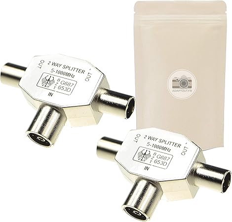 Lot 2 Connecteurs Coudés TV Femelle - Blanc, Générique, Pour Antenne