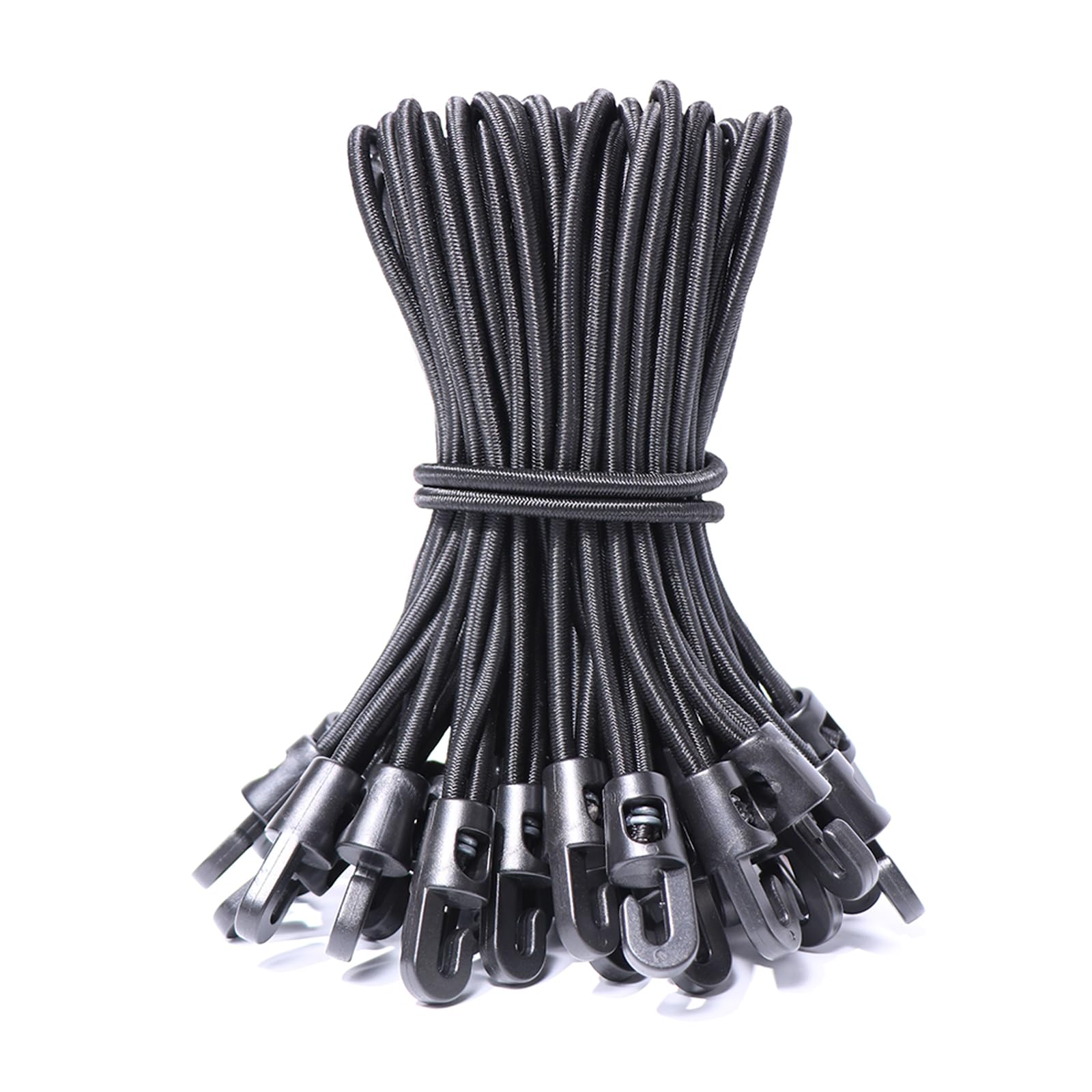 JunGG Bungee Cords with Hooks 12 Pcs 6 Inch Elastic Bungee Ropes with Hooks - Short Tarpaulin Hooks - Small Bungee Rope