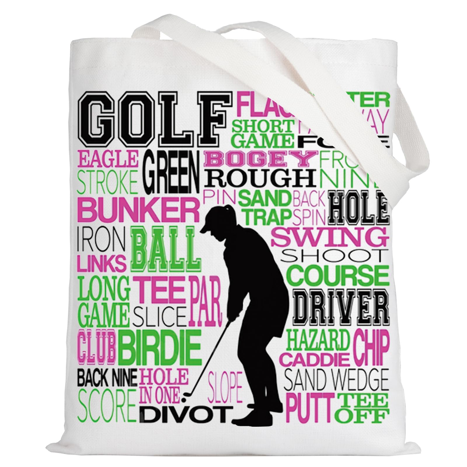 LEVLO Golf Canvas Tote Bag Gift For Golf Player Golf Team Shoulder Bag For Golf Lover, Golf Tote, L