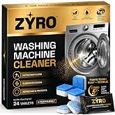 Zyro Washing Machine Cleaner Tablets &ndash; 24 Pack | Deep Cleaning Washer Cleaner &amp; Descaler | Cleans Drum, Tub Seal &amp; Gasket | HE Front Load &amp; Top Load Washer | 1 Year Supply