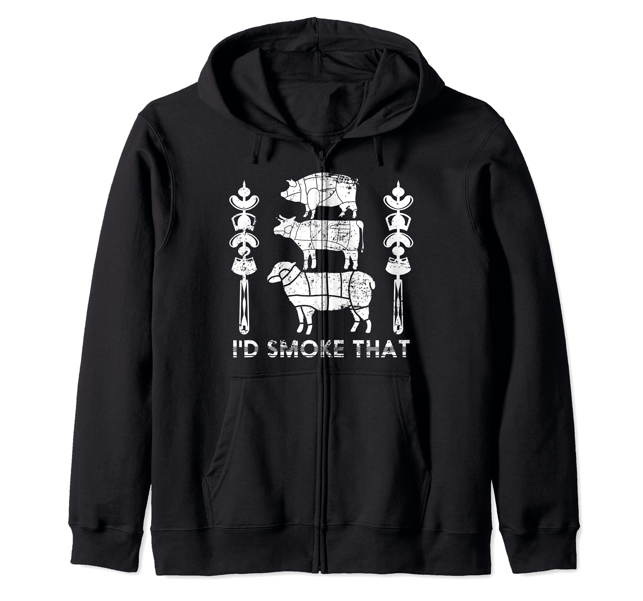 Grillmaster Smoked Meat BBQ Chef Funny Smoker Barbecue Zip Hoodie