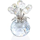 Ornalrist Crystal AB-Color Rose Bouquet Flower with Vase Figurine Decor, Roses Floral Collectible Romantic Gifts for Her, Wife, Mom on Valentine's Christmas Anniversary Mother's Day