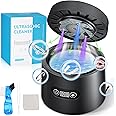 Ultrasonic Retainer Cleaner with Dry Mode 25W/43kHz 180ML Premium Denture Cleaner with Digital Timer, Portable Ultrasonic Cleaner Machine for Dentures, Rings, Aligner, Braces (Black)