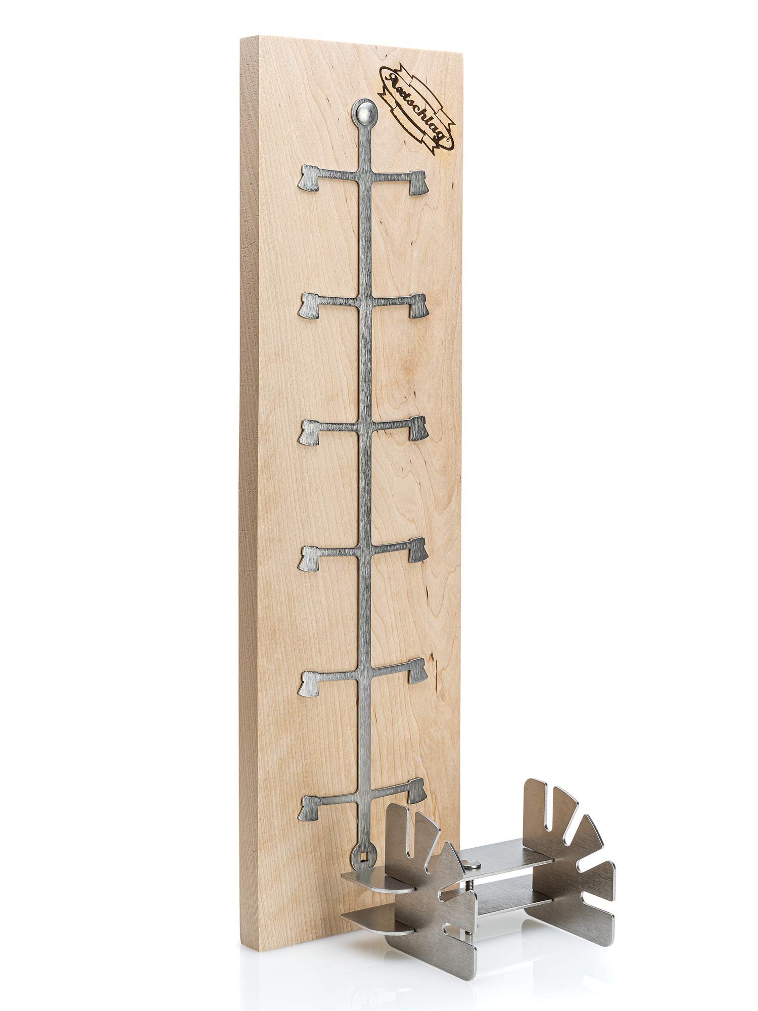 Axtschlag Essential Line Flame Salmon Board Birch Wood Extra Strong 4-Way Adjustable Stainless Steel Bracket for Fire Bowl, Fire Barrel, Fire Basket