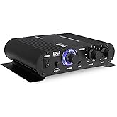 Pyle Stereo Amplifier - 90W HiFi Audio Receiver, 2 Channel, Mic In, Compact & Powerful Design, Great for Speakers, Desktop, O