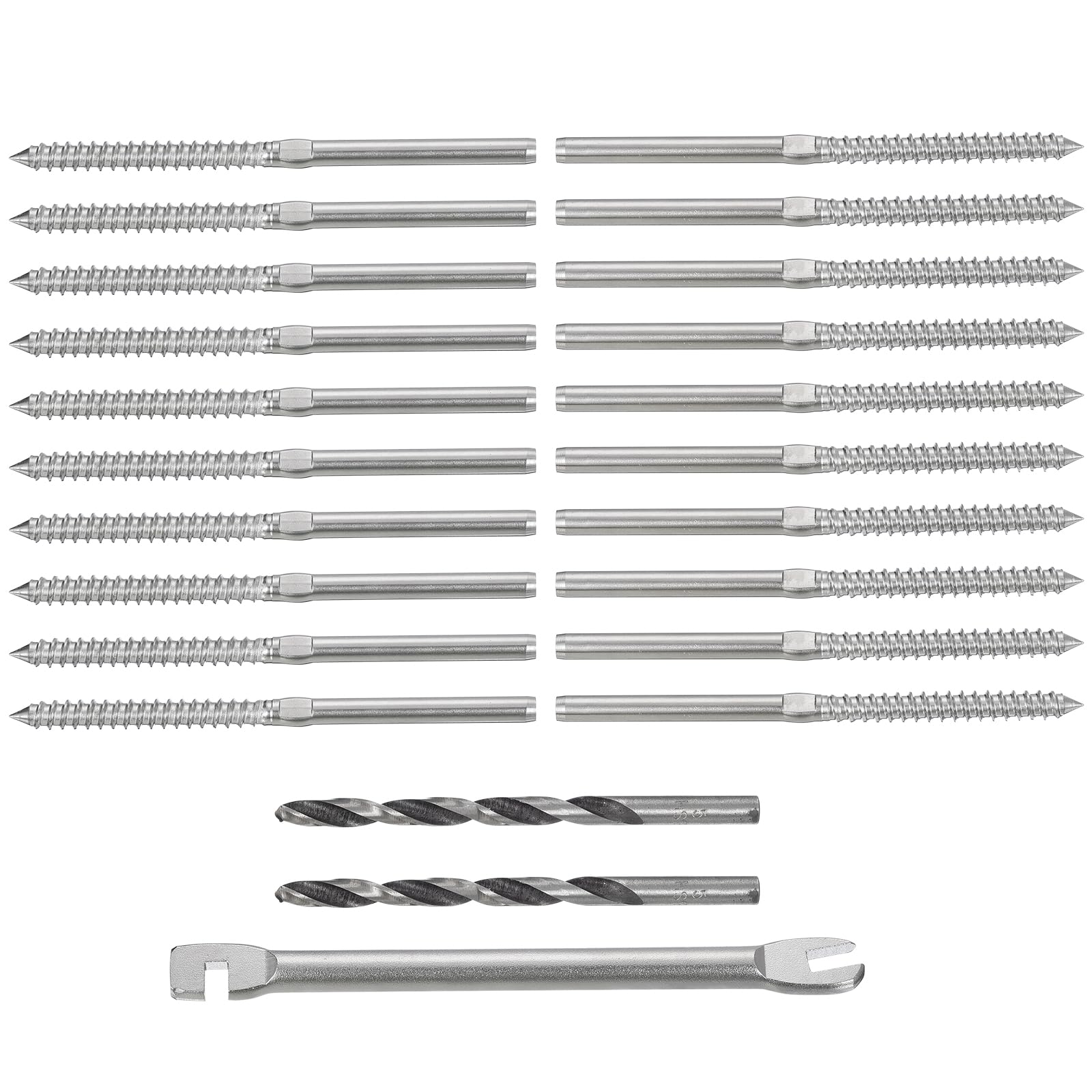 uxcell 70 Pack Left&Right Handed Thread Swage Lag Screws, T316 Stainless Steel Deck Railing Hardware for Wood Post 1/8" Cable Railing Kit, Stair Deck Railing