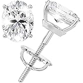 Moissanite Stud Earrings, 0.5ct-3ct D Color VVS1 Clarity All Shapes Moissanite 14K White Gold Plated 925 Sterling Silver Simulated Diamond Earrings For Women