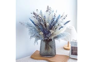 WXQX Pampas Grass Bouquet - Natural Dried Flower Arrangement, Mix Plants Eucalyptus Stems Bundle for Boho Table Centerpiece, Rustic Home Office Wedding Decor, or Gift