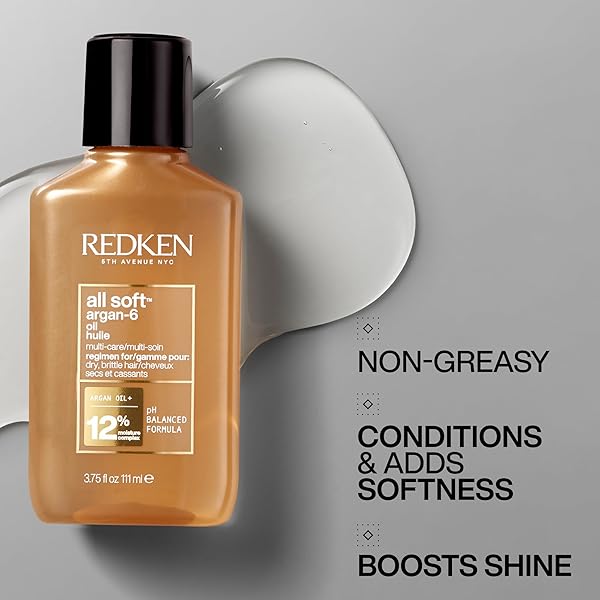 REDKEN ALL SOFT ARGAN OIL TREATMENT FOR DRY HAIR – MOISTURIZING HAIR OIL, DEEPLY CONDITIONS HAIR, ADDS SOFTNESS & SHINE
