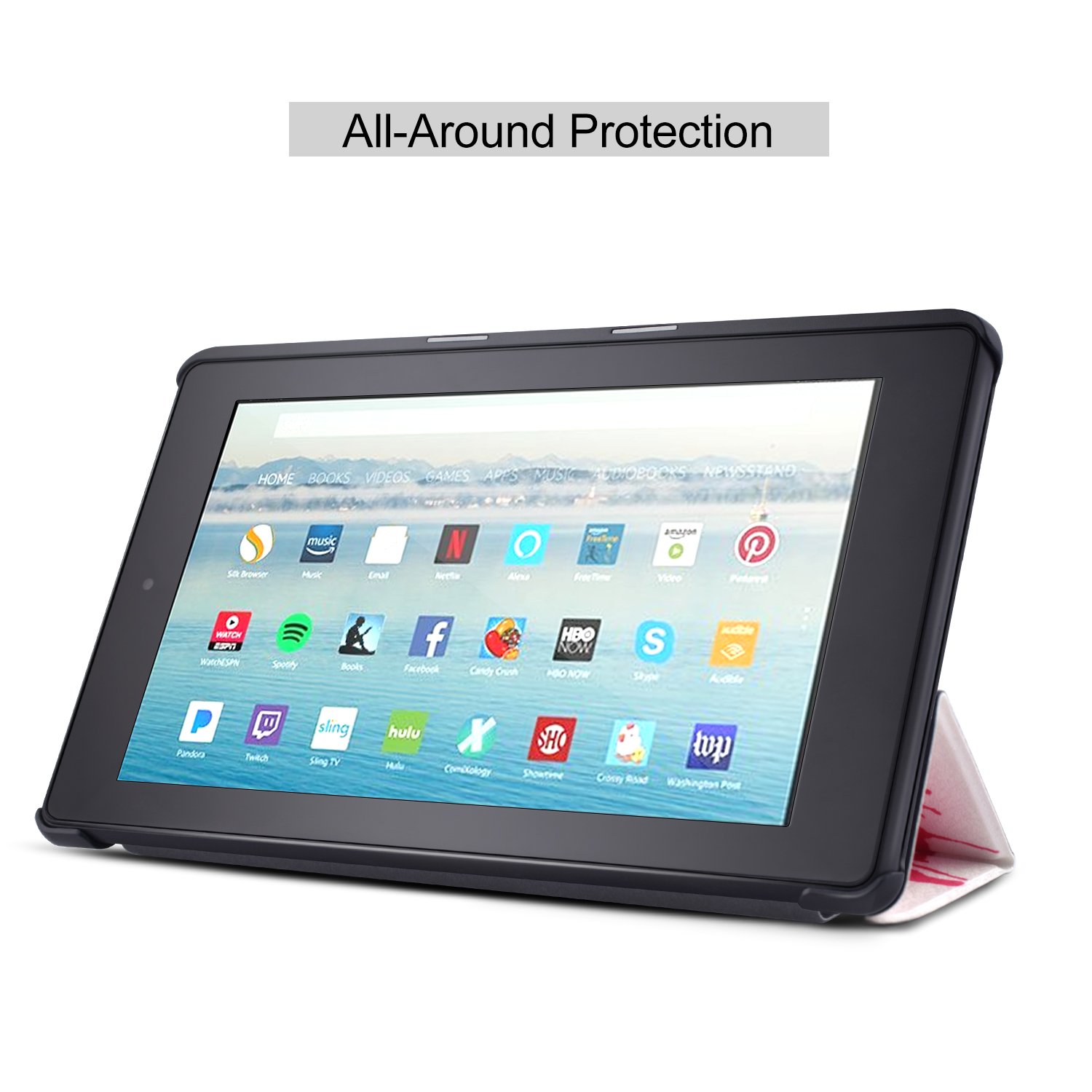 Dopup Fire 10 Case Ultra Lightweight Folding Stand Cover All New Slim-Fit PU Leather with Auto Wake/Sleep Fire 10 Tablet Case(Splatter Red)