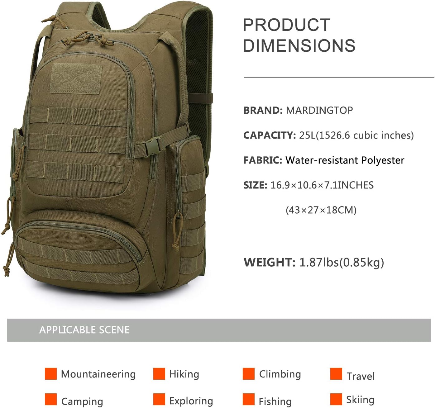 Mardingtop Tactical Backpack Military Rucksack 28L For Men Women Patrol MOLLE Assault Bag Daypack Or Motocycling pack for Outdoor Camping Hiking Sport Travel - Image 4